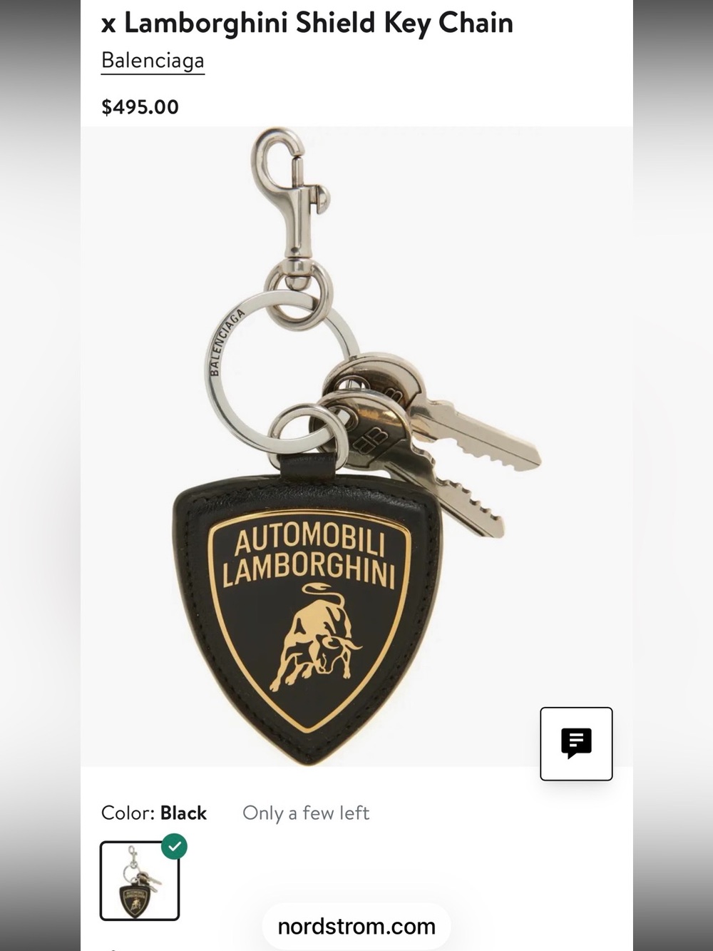 Balenciaga Black & Gold Lamborghini Shield Key Holder